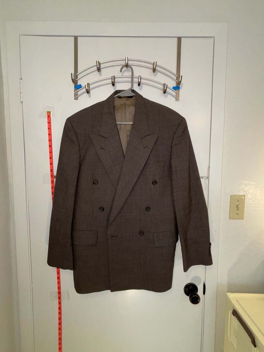 P1: Tom James Executive Brown Houndstooth Double Breasted Blazer Jacket 41